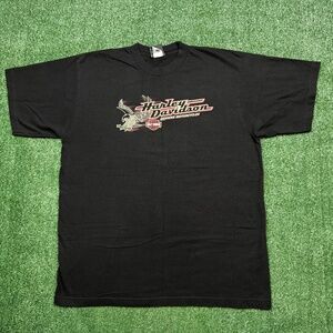 Vintage Harley Davidson T Shirt Men's Size XL Black Short Sleeve Eagle Graphic